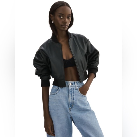 NWT Lamarque Evelin Faux Leather Cropped Bomber Jacket L - PERFECT FALL JACKET - Picture 3 of 17
